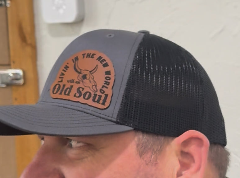Old soul hat, Richardson 112 Custom, your Logo hat, custom leather patch hat, Personalized Hat, Bulk discounts available