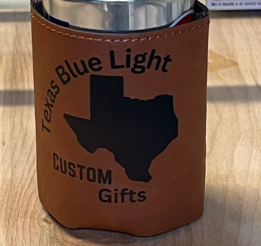 Custom Leather can cooler, personalized gift, Engraved can cooler, beer holder, beer cooler, bottle holder, gift for him, gift for her
