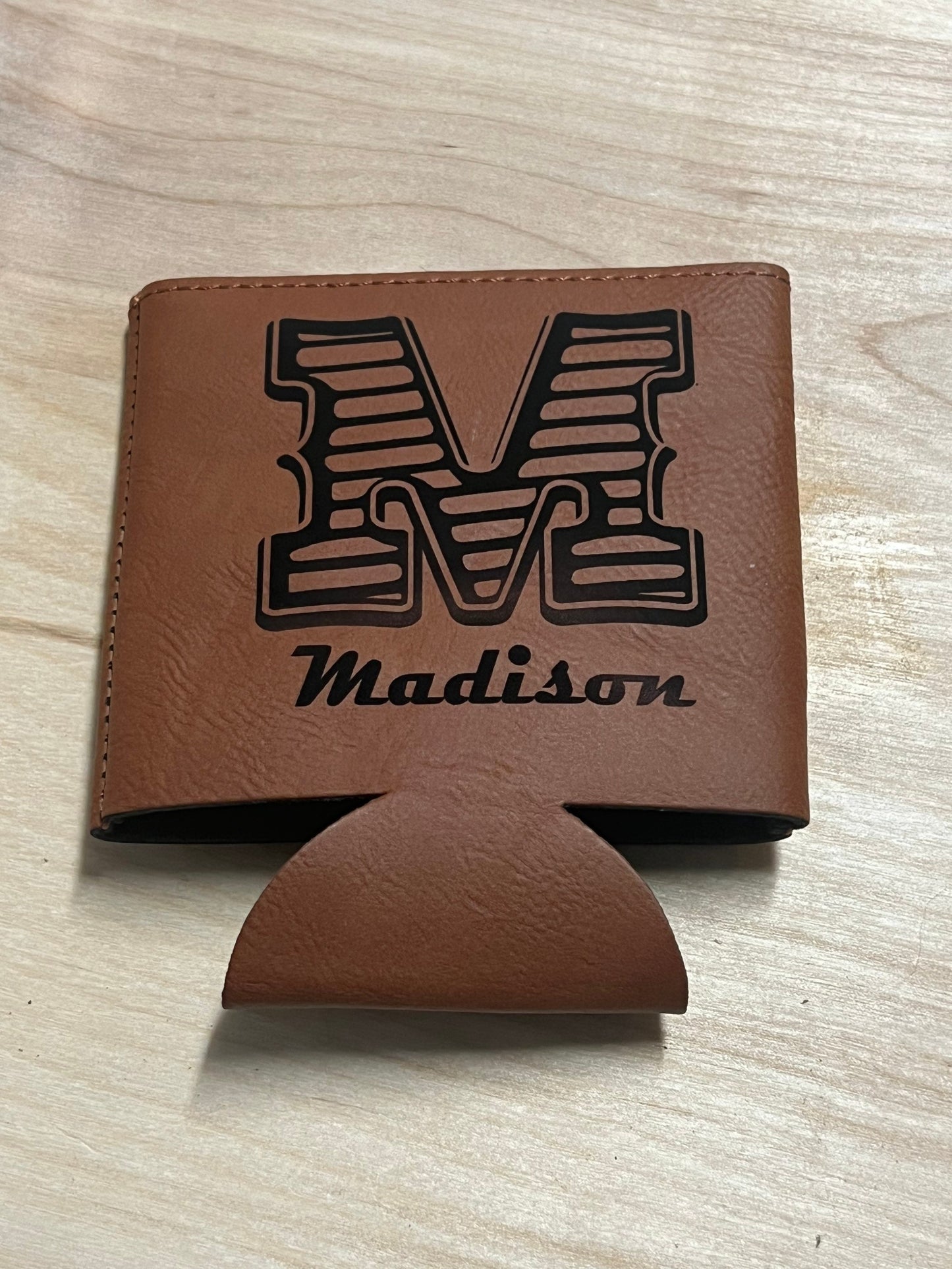 Monogrammed Leather can cooler, personalized gift, Engraved can cooler, beer holder, beer cooler, bottle holder, custom cozie