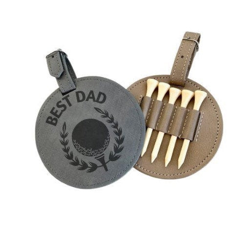 Monogrammed Golf Bag tag, Tees included, funny golf, Dad golf tag, leather golf tee holder, engraved tee holder, golf tee holder,